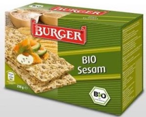 PIECZYWO CHRUPKIE ŻYTNIE RAZOWE Z SEZAMEM BIO 250 G - BURGER