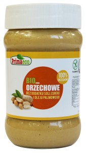 PASTA ORZECHOWA Z ORZESZKÓW ARACHIDOWYCH BEZ DODATKU SOLI I CUKRU BIO 350 G - PRIMAECO