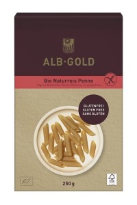 MAKARON (RYŻOWY RAZOWY) PENNE BEZGLUTENOWY BIO 250 G - ALB GOLD