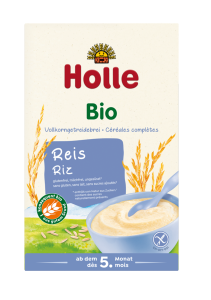 KASZKA RYŻOWA PEŁNOZIARNISTA BEZ DODATKU CUKRÓW BEZGLUTENOWA PO 5 MIESIĄCU BIO 250 g - HOLLE