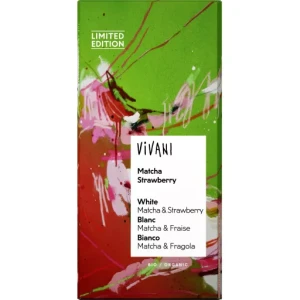 BIAŁA CZEKOLADA Z TRUSKAWKAMI I MATCHĄ BIO (LIMITOWANA EDYCJA) 80g - VIVANI