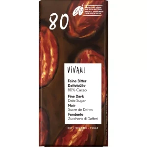 CZEKOLADA GORZKA 80% SŁODZONA DAKTYLAMI BIO 80g - VIVANI (1)